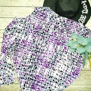 NYDJ Abstract Henley 3/4 Sleeve Blouse